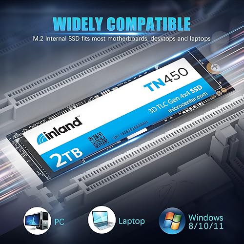 Inland TN450 2TB NVMe M.2 SSD - 5,000 MB/s, 3D NAND, Laptop & Desktop Storage