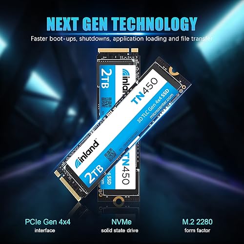 Inland TN450 2TB NVMe M.2 SSD - 5,000 MB/s, 3D NAND, Laptop & Desktop Storage