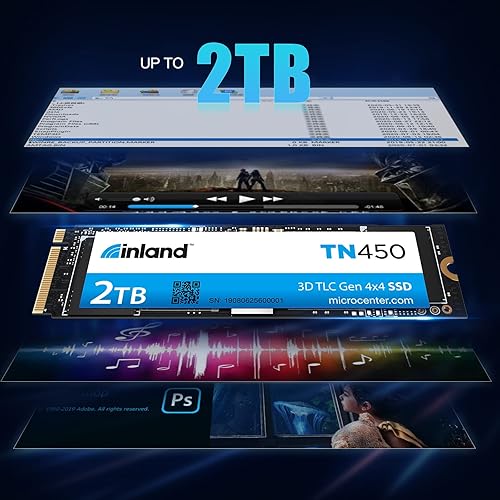 Inland TN450 2TB NVMe M.2 SSD - 5,000 MB/s, 3D NAND, Laptop & Desktop Storage