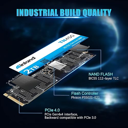 Inland TN450 2TB NVMe M.2 SSD - 5,000 MB/s, 3D NAND, Laptop & Desktop Storage