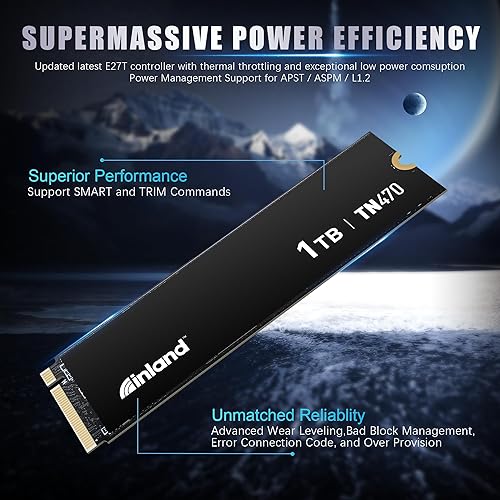 Inland TN470 1TB Gen4 NVMe M.2 SSD for Gaming, Up to 7,200MB/s Speed, Laptop & PC Storage
