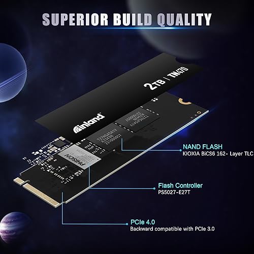 Inland TN470 2TB Gen4 NVMe M.2 SSD for Gaming, Up to 7,200MB/s Speed, Laptop & Desktop Storage