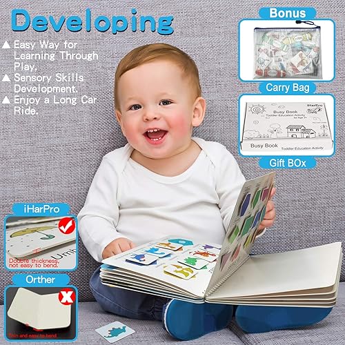 Montessori Busy Book for Kids: Autism Sensory Toys, Toddler Learning Binder - Boys & Girls, Fine Motor Skills