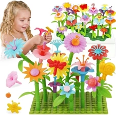 STEM Flower Garden Building Toy for Girls 3-6 Years Old - Educational Activity Set with Insect Pegs, 153Pcs"