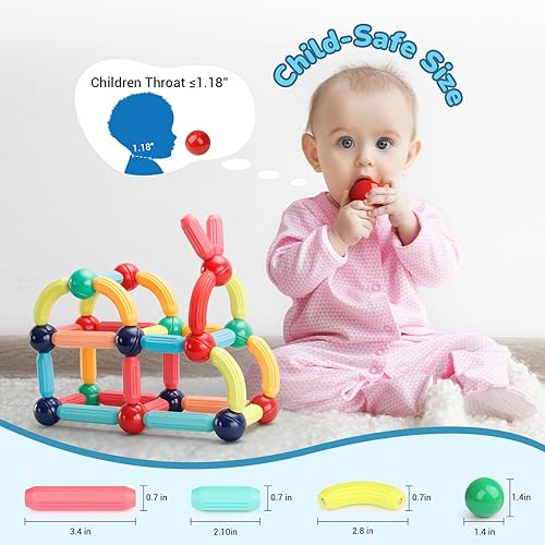 Paaxido STEM Magnetic Building Blocks for Kids 3+ - Creative Construction Kit with Strong Magnets, Montessori Sensory Toy