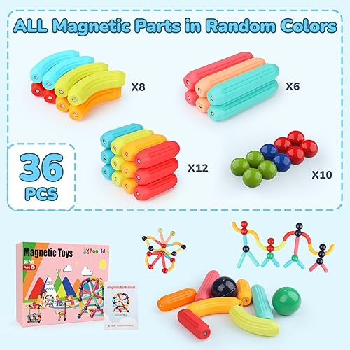 Paaxido STEM Magnetic Building Blocks for Kids 3+ - Creative Construction Kit with Strong Magnets, Montessori Sensory Toy