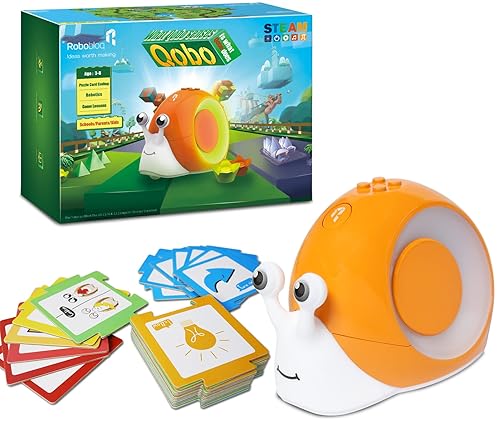 Roboblog Qobo Coding Robot for Kids 3+: Screen-Free Coding Pets with 30 Programming Cards, USB Charging - STEM Learning Activity Toy for Toddlers - Educational Gift for Boys & Girls