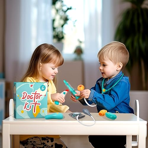 SHANTOU Preschool Doctor Kit with Stethoscope & Carrying Bag - Pretend Play Medical Set for Toddlers 3-5"