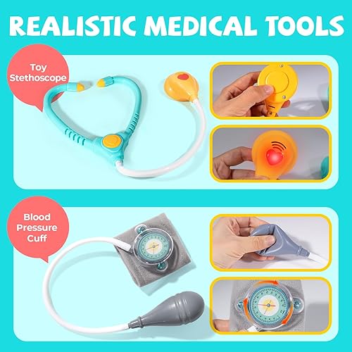 SHANTOU Preschool Doctor Kit with Stethoscope & Carrying Bag - Pretend Play Medical Set for Toddlers 3-5"