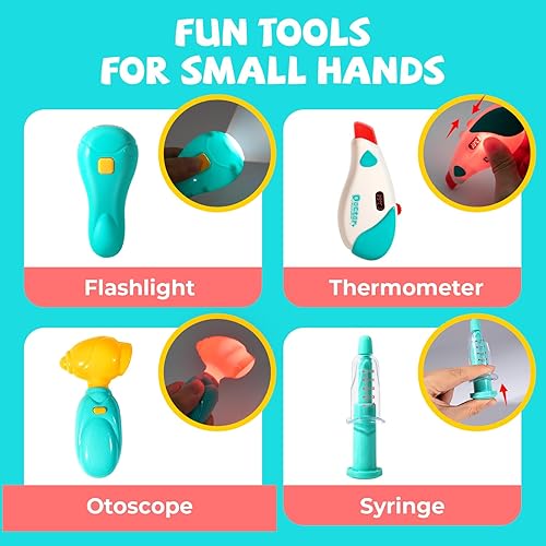 SHANTOU Preschool Doctor Kit with Stethoscope & Carrying Bag - Pretend Play Medical Set for Toddlers 3-5"