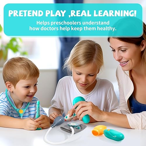 SHANTOU Preschool Doctor Kit with Stethoscope & Carrying Bag - Pretend Play Medical Set for Toddlers 3-5"