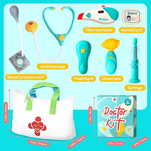 SHANTOU Preschool Doctor Kit with Stethoscope & Carrying Bag - Pretend Play Medical Set for Toddlers 3-5"