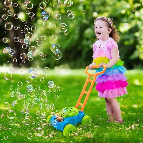Lydaz Bubble Lawn Mower for Toddlers 1-3 | Outdoor Bubble Blower Machine Toy for Boys | Summer Garden Toy