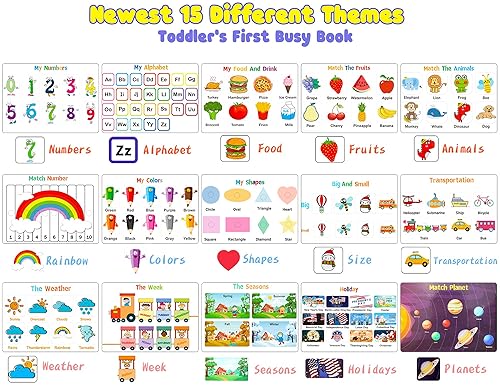 Montessori Toddler Learning Busy Book - Activity Binder for Autism & Tracing.