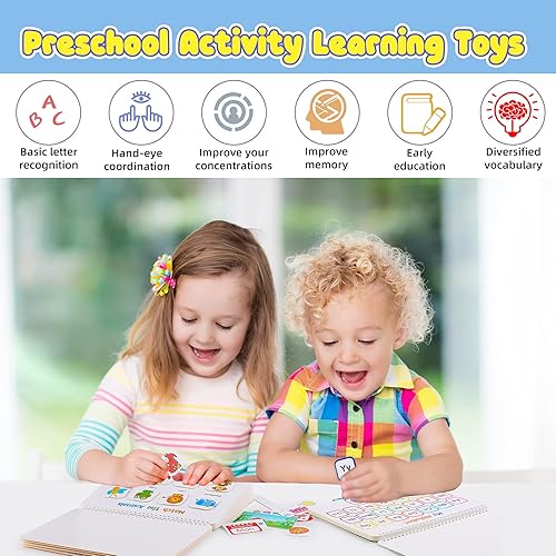 Montessori Toddler Learning Busy Book - Activity Binder for Autism & Tracing.