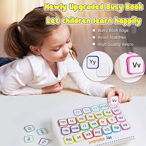 Montessori Toddler Learning Busy Book - Activity Binder for Autism & Tracing.