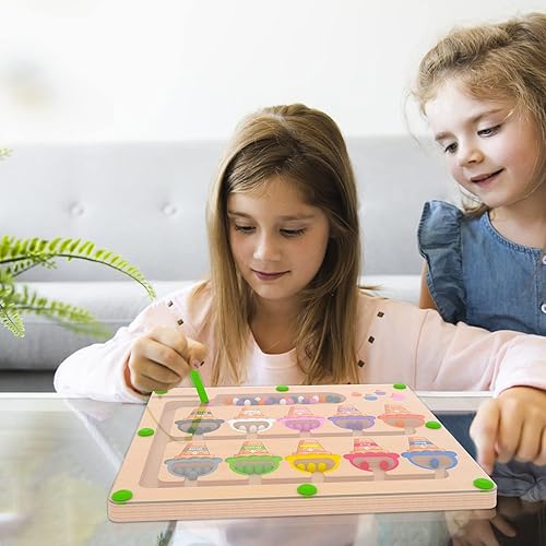 Montessori Magnetic Color & Number Maze Puzzle Board for Toddlers 3-5 Years - Educational Wooden Toy