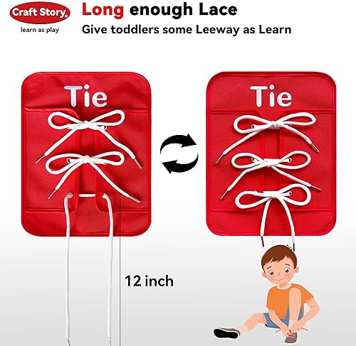 Montessori Toddler Busy Board for Basic Life Skills Practice - Shoe Tying, Buckling, Zipping - Fine Motor Toy for Preschoolers (Medium)