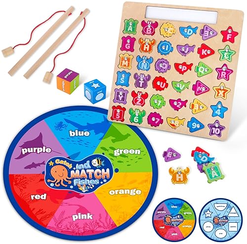 Montessori Wooden Toys for Toddlers 3-5: Magnetic Fishing, Sorting, and Educational Games