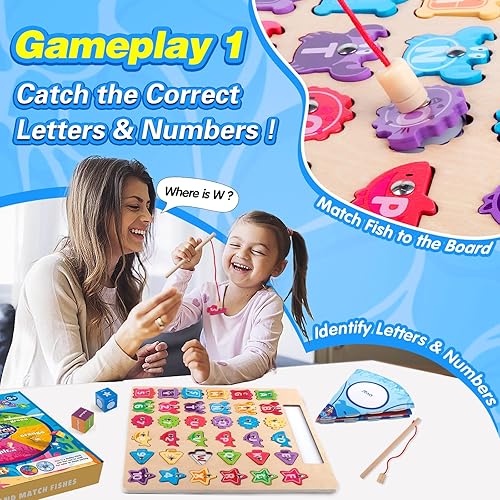 Montessori Wooden Toys for Toddlers 3-5: Magnetic Fishing, Sorting, and Educational Games
