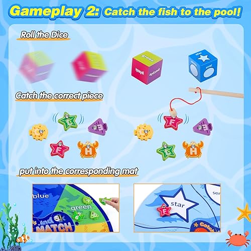 Montessori Wooden Toys for Toddlers 3-5: Magnetic Fishing, Sorting, and Educational Games