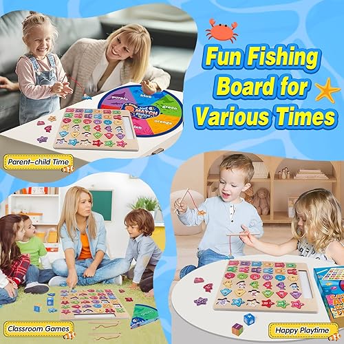 Montessori Wooden Toys for Toddlers 3-5: Magnetic Fishing, Sorting, and Educational Games
