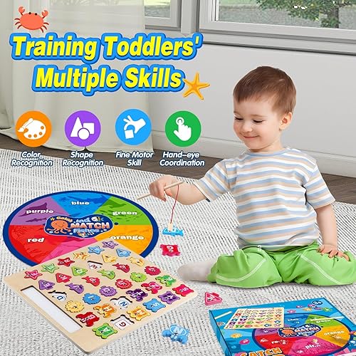 Montessori Wooden Toys for Toddlers 3-5: Magnetic Fishing, Sorting, and Educational Games