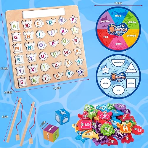 Montessori Wooden Toys for Toddlers 3-5: Magnetic Fishing, Sorting, and Educational Games