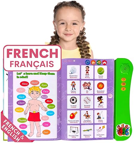 ZeenKind French English Talking Learning Book for Kids 2-6 Years, Interactive Audio Sound Books, Educational Bilingual Toy
