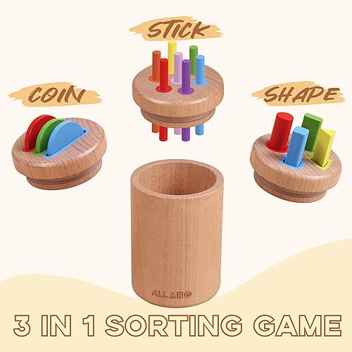 Montessori Color Sorting Toy Set for 1-3 Year Olds | Educational Wooden Sensory Toys | Fine Motor Skills Development