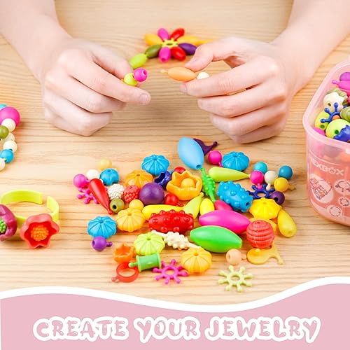 NEXBOX Girls Jewelry Making Kit - Pop Beads Toy Set for Toddlers, Ages 3-6, Birthday Gift Ideas