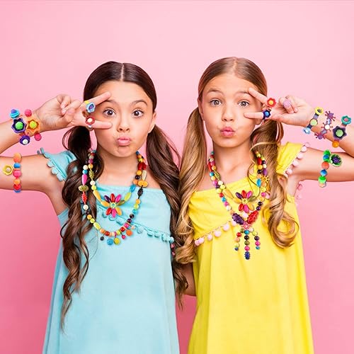 NEXBOX Girls Jewelry Making Kit - Pop Beads Toy Set for Toddlers, Ages 3-6, Birthday Gift Ideas