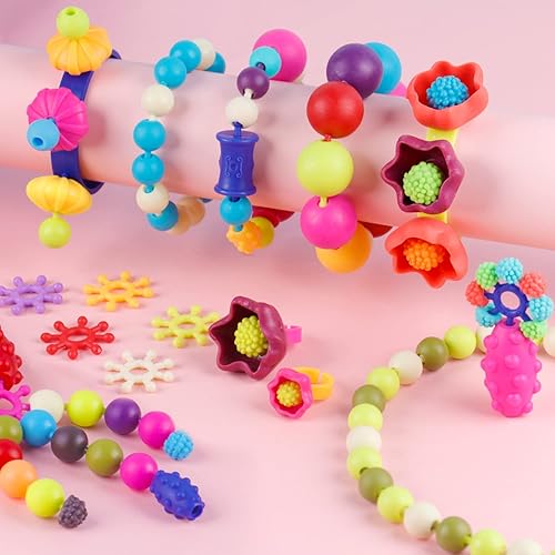 NEXBOX Girls Jewelry Making Kit - Pop Beads Toy Set for Toddlers, Ages 3-6, Birthday Gift Ideas