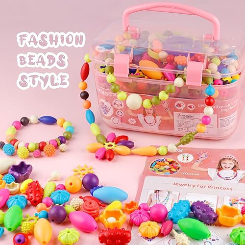 NEXBOX Girls Jewelry Making Kit - Pop Beads Toy Set for Toddlers, Ages 3-6, Birthday Gift Ideas
