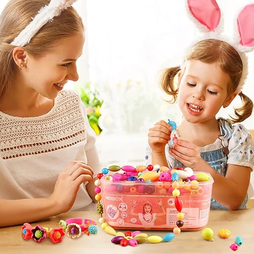 NEXBOX Girls Jewelry Making Kit - Pop Beads Toy Set for Toddlers, Ages 3-6, Birthday Gift Ideas