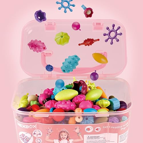 NEXBOX Girls Jewelry Making Kit - Pop Beads Toy Set for Toddlers, Ages 3-6, Birthday Gift Ideas