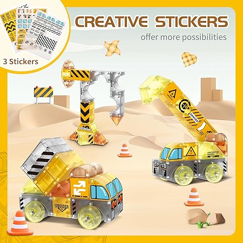 Cossy Magnetic Building Blocks Set with Cars - STEM Educational Toy for Kids