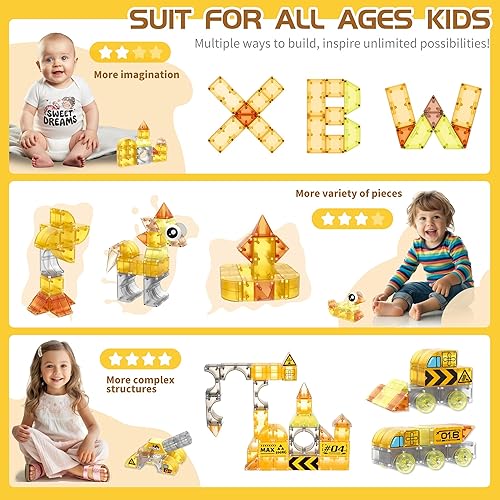 Cossy Magnetic Building Blocks Set with Cars - STEM Educational Toy for Kids