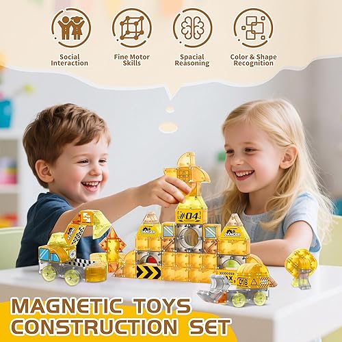 Cossy Magnetic Building Blocks Set with Cars - STEM Educational Toy for Kids