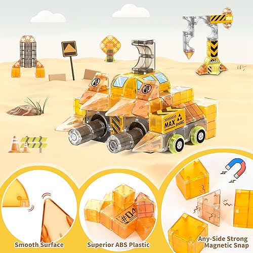 Cossy Magnetic Building Blocks Set with Cars - STEM Educational Toy for Kids