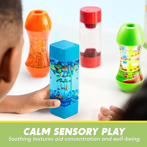 JOYIN 4-Pack Sensory Fidget Tubes for Kids, Stress Relief & Speech Therapy Toy, Calming Autism Toys