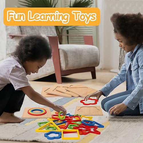AOJI Wooden Montessori Toddler Shape Sorting Puzzle Sensory Toy for Educational Development - Ages 1-3