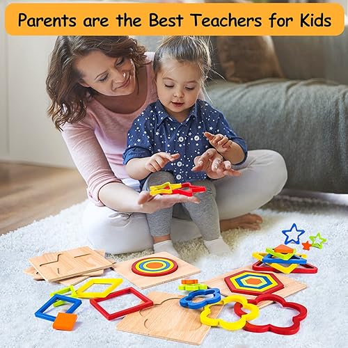 AOJI Wooden Montessori Toddler Shape Sorting Puzzle Sensory Toy for Educational Development - Ages 1-3