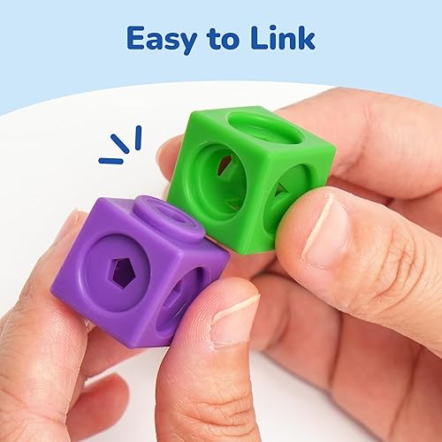 LotFancy BenBen Math Manipulatives Blocks Set for Kids, 100pcs Counting Cubes, STEM Educational Toys with Game Cards & Storage Bag