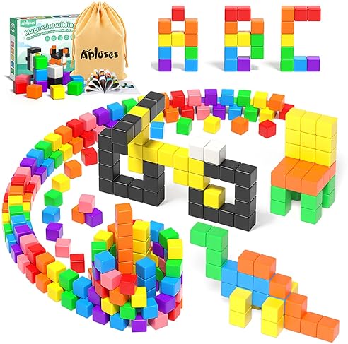 Apluses 54-Piece Magnetic Building Blocks Set for Toddlers 3+, Montessori STEM Educational Toy