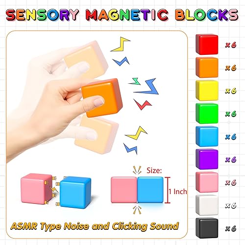 Apluses 54-Piece Magnetic Building Blocks Set for Toddlers 3+, Montessori STEM Educational Toy