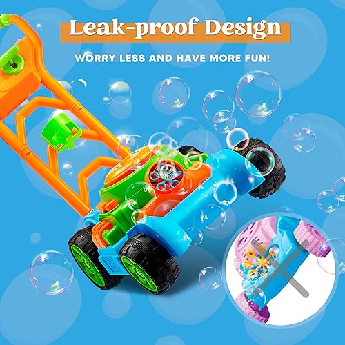 Joyin SLOOSH Bubble Lawn Mower Toy for Toddlers - Kids Bubble Machine Outdoor Push Toy for Summer Fun (Blue)