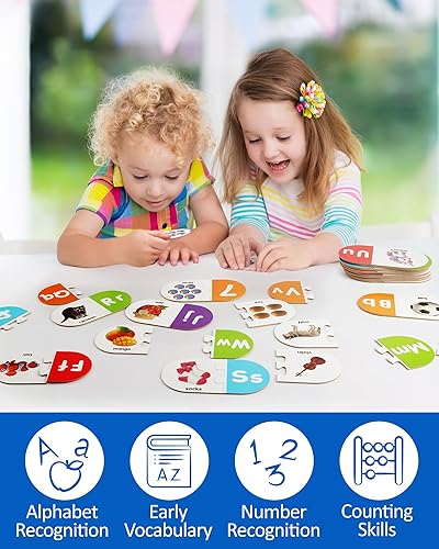 Montessori Alphabet Matching Game for Preschoolers, 36 Self-Correcting Cards, Educational Toy for Ages 3-5