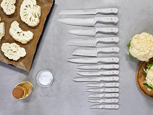 Wüsthof Gourmet White 7" Santoku Knife with Hollow Edge - Top Quality