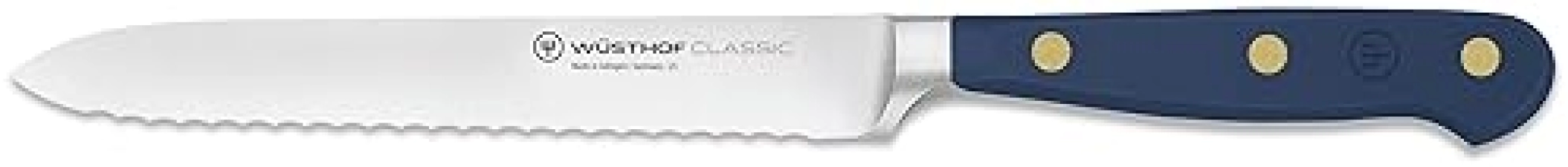 Wüsthof Classic 5" Serrated Utility Knife with Wild Blueberry Design